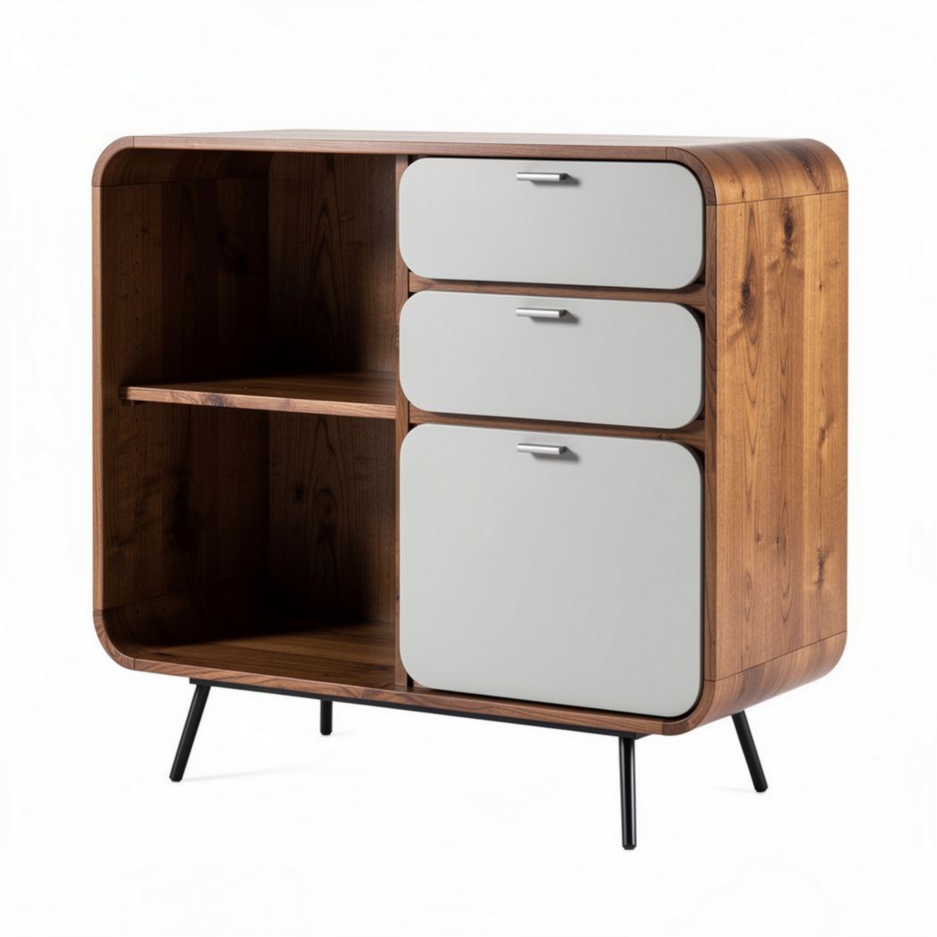 Meuble de rangement en bois et métal avec tiroirs gris 80 x 40 x 75cm