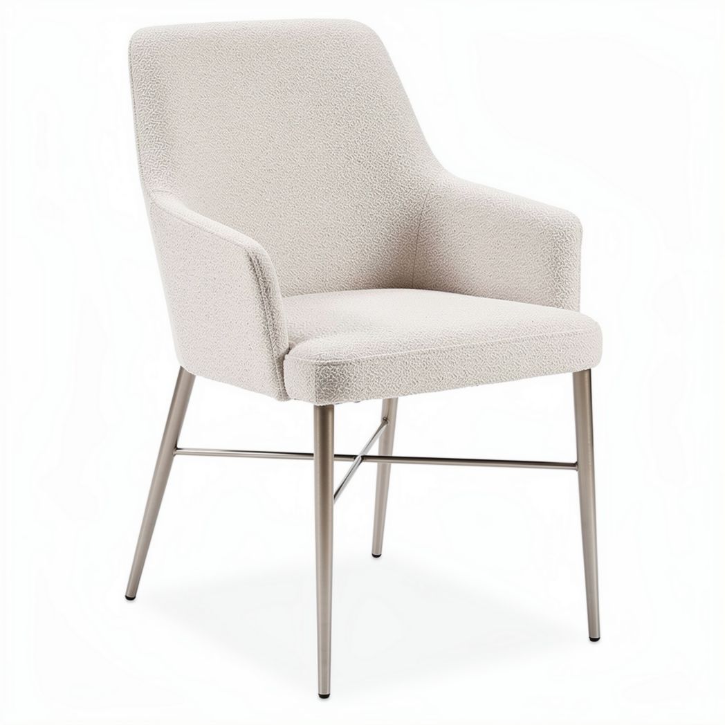 Chaise moderne en tissu beige avec pieds en métal 55 x 55 x 85cm