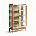 Vitrine en bois avec portes en verre 80 x 40 x 150cm pour salon