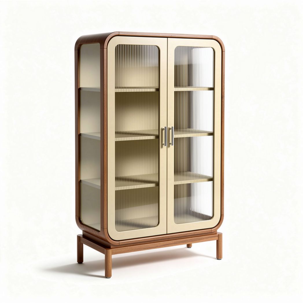 Vitrine en bois avec portes en verre 80 x 40 x 150cm pour salon