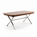 Table de salle à manger en bois de noyer avec pieds en acier inoxydable 200 x 100 x 75cm