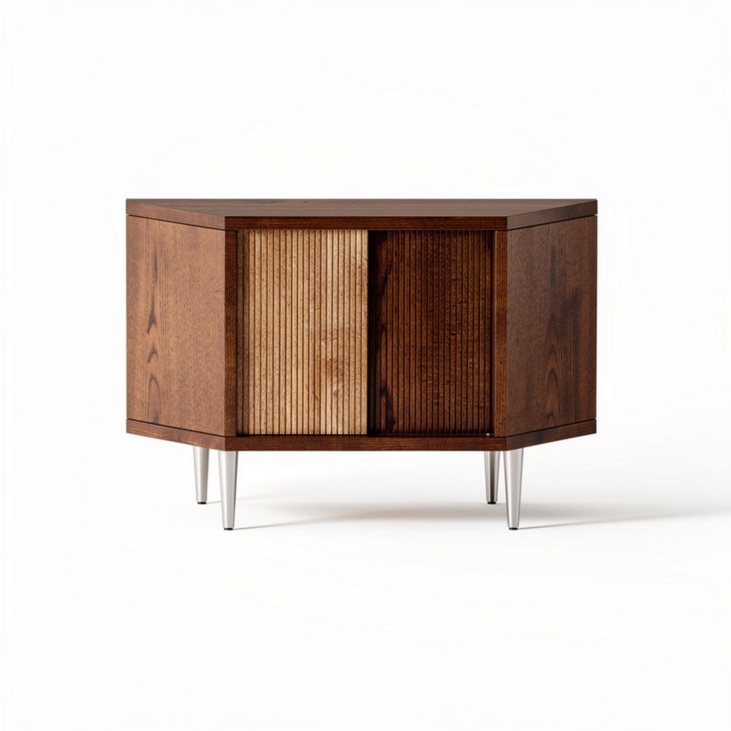 Meuble de rangement en bois foncé avec portes coulissantes dimensions 40 x 80 x 60cm
