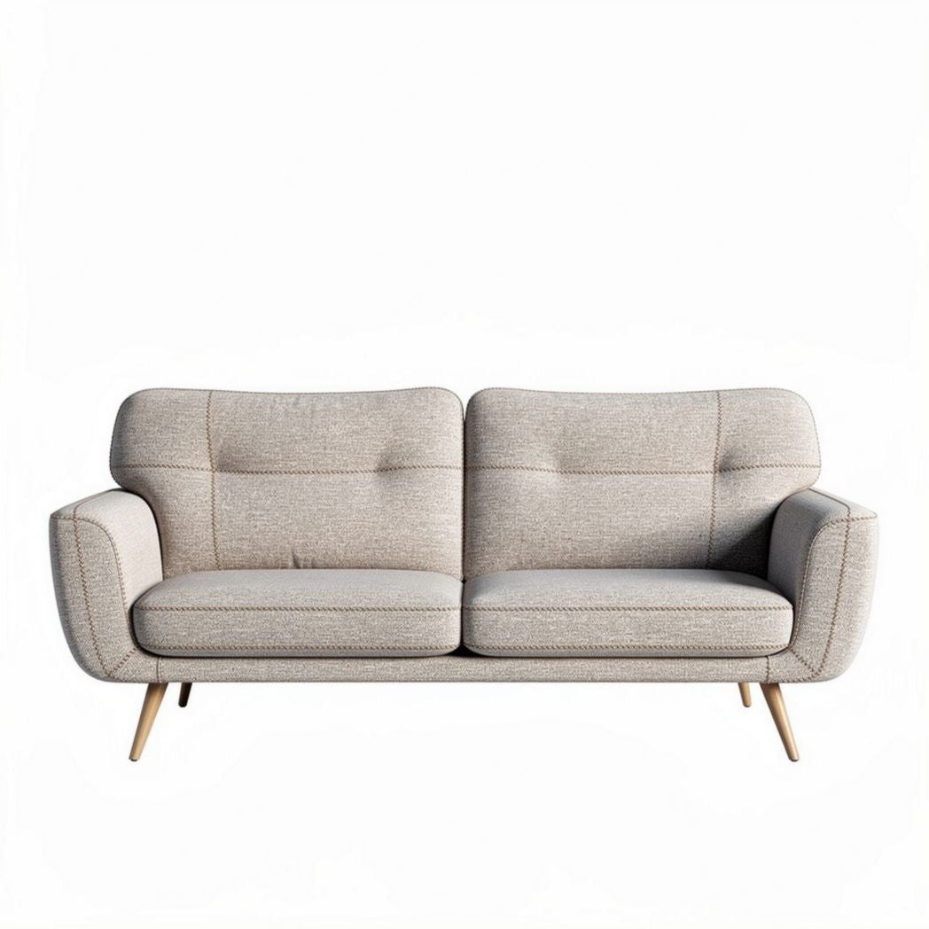 Canapé en tissu beige avec pieds en bois dimensions 180 x 85 x 75cm