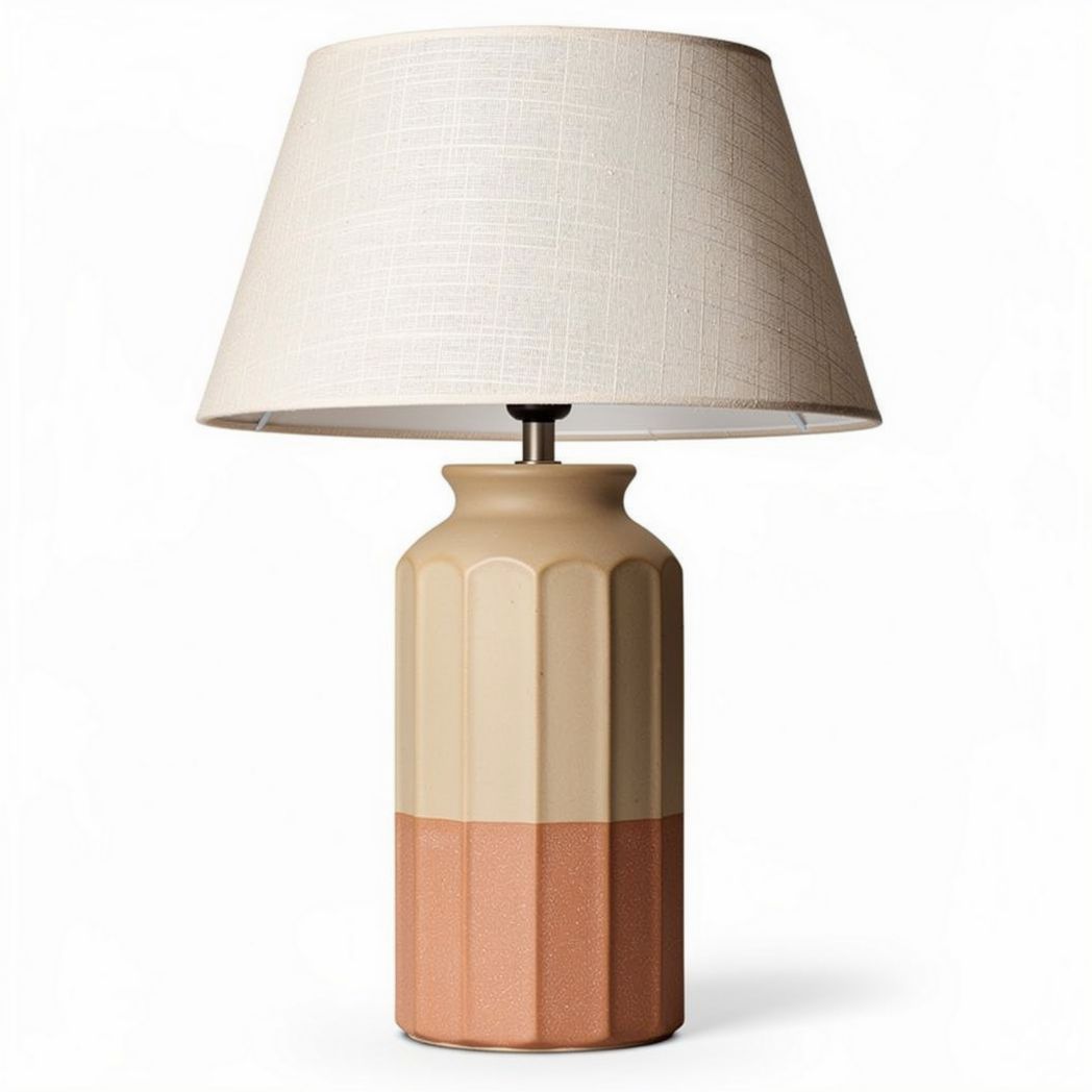 Lampe de table en céramique avec abat-jour en tissu beige 30 x 30 x 50cm