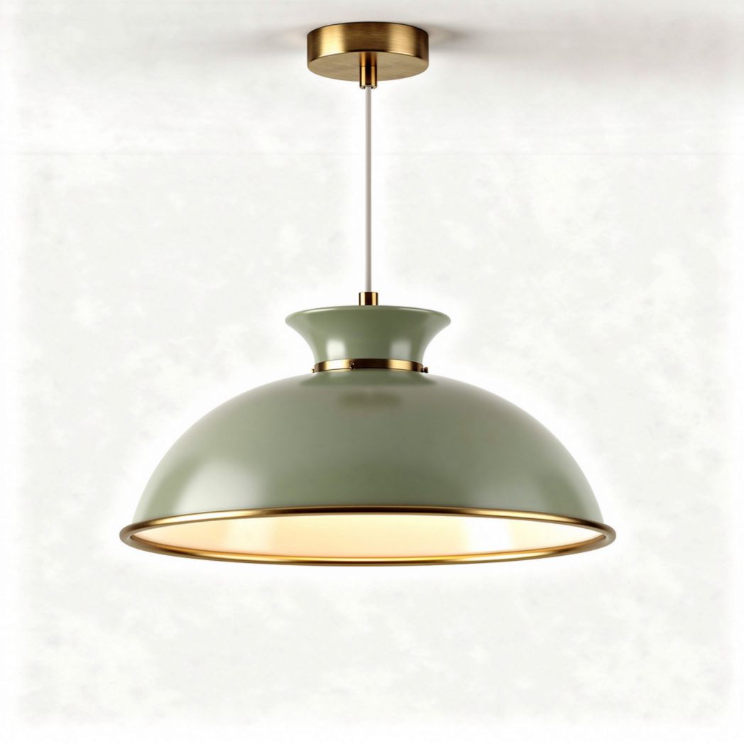 Suspension en métal vert avec finition dorée diamètre 30 cm pour éclairage intérieur