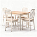 Table à manger rectangulaire en bois et chaises rembourrées en tissu beige 120 x 80 x 75cm