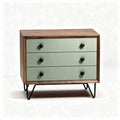 Commode en bois avec tiroirs verts et pieds en métal 60 x 40 x 75cm