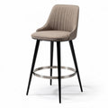 Tabouret de bar en tissu beige avec structure en métal noir 45 x 45 x 100cm